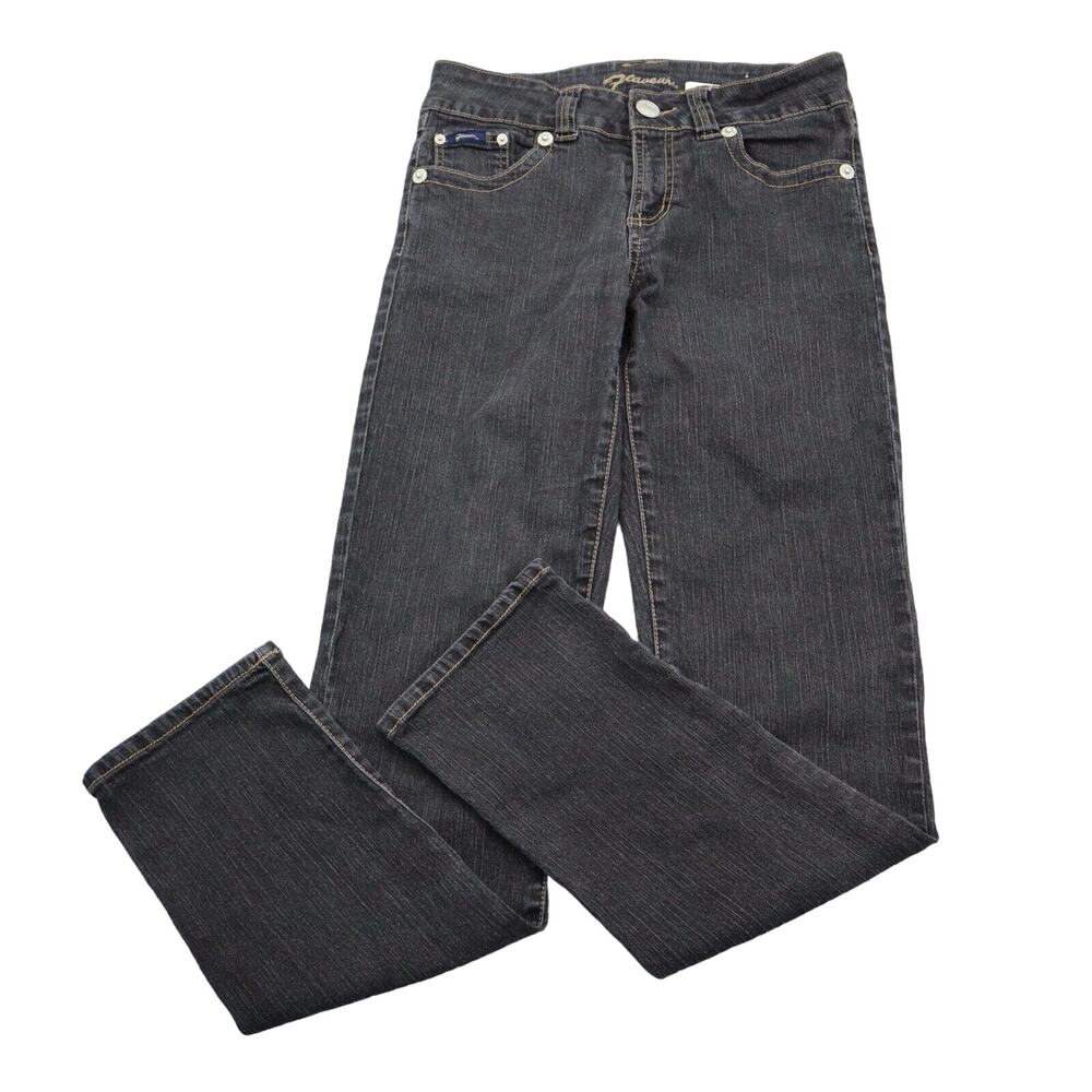 Flavour Jeans Womens 10 Black Denim Flat Front Straight Pockets